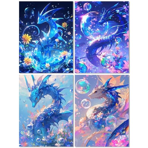 4er Set Diamond Painting Erwachsene Drachen 60x70cm, Diamond Painting Kinder Blume, Basteln Mädchen 10 Jahre, Mosaikherstellung Kreativ Set für Erwachsene, Diamant Stickerei Kits für Wand Dekor Z-76T 4er Set Diamond Painting Erwachsene Drachen 60x70cm, Diamond Painting Kinder Blume, Basteln Mädchen 10 Jahre, Mosaikherstellung Kreativ Set für Erwachsene, Diamant Stickerei Kits für Wand Dekor Z-76T von cppxinng