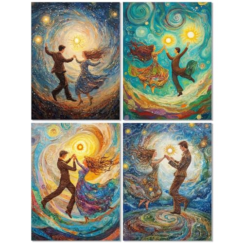 4er Set Diamond Painting Erwachsene Paar 30x40cm, Diamond Painting Kinder Farbe, DIY Basteln Mädchen 10 Jahre,Mosaikherstellung Kreativ Set für Erwachsene, Diamant Stickerei Kits für Wand Dekor Z-452T von cppxinng