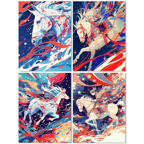 4er Set Diamond Painting Erwachsene Pferd 70x90cm, Diamond Painting Kinder Traum, DIY Basteln Mädchen 10 Jahre,Mosaikherstellung Kreativ Set für Erwachsene,Diamant Stickerei Kits für Wand Dekor Z-548T von cppxinng