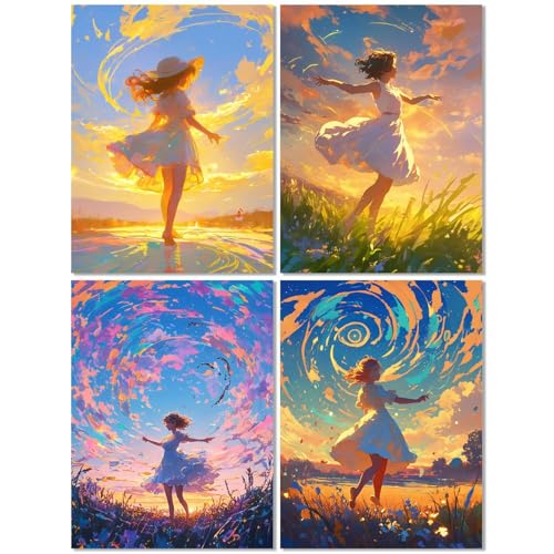 4er Set Diamond Painting Erwachsene Schönheit 20x30cm, Diamond Painting Kinder Niedlich, DIY Basteln Mädchen 10 Jahre, Mosaikherstellung Kreativ Set für Erwachsene, 5D Diamant Stickerei Kits Z-450T von cppxinng
