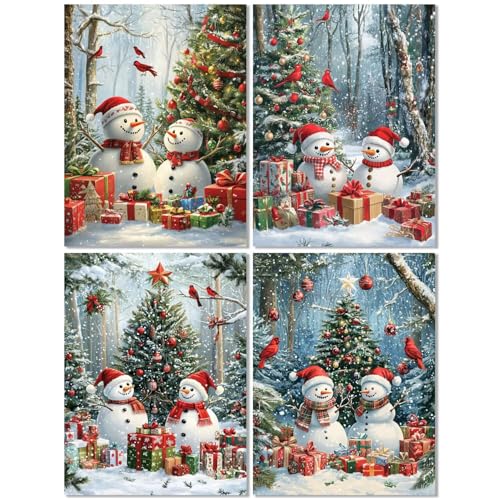 4er Set Diamond Painting Erwachsene Winter 70x90cm, Diamond Painting Kinder Weihnachten, DIY Basteln Mädchen 10 Jahre, Mosaikherstellung Kreativ Set für Erwachsene, 5D Diamant Stickerei Kits Z-422T von cppxinng