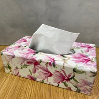 Taschentücherbox Deckel Aus Holz Pink Magnolia Rechteckig von crackpotscrafts