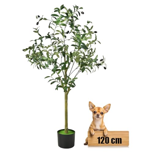 crafity Künstlicher Olivenbaum 120cm Klein Olivenbaum Künstliche Pflanzen wie echt Kunstpflanze für Indoor Outdoor Wohnzimmer Schlafzimmer Büro Balkon von crafity