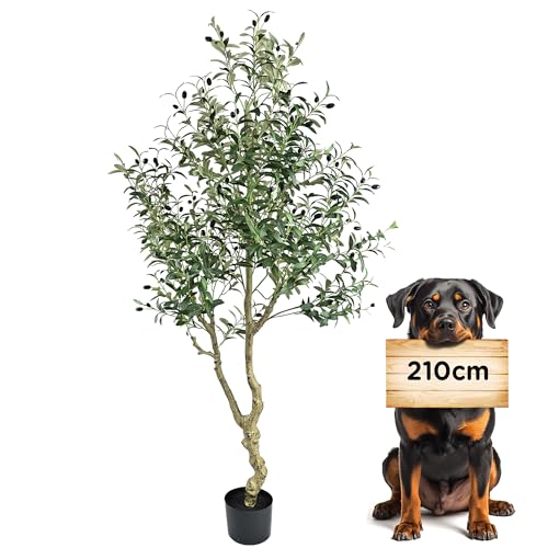 crafity Künstlicher Olivenbaum 210cm Kunstpflanze wie echt Üppig Künstliche Pflanzen Olivenbaum Deko Kunstbaum für Wohnzimmer Schlafzimmer Büro von crafity