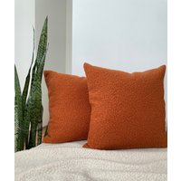 Zimt Boucle Kissenbezug Handgemachtes Dekokissen von craftateliertr