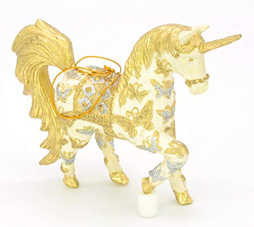 crafts & design Bezauberndes Einhorn, Deko Hänger Gold/Creme, Verzierungen, Christbaumschmuck 15 cm von crafts & design