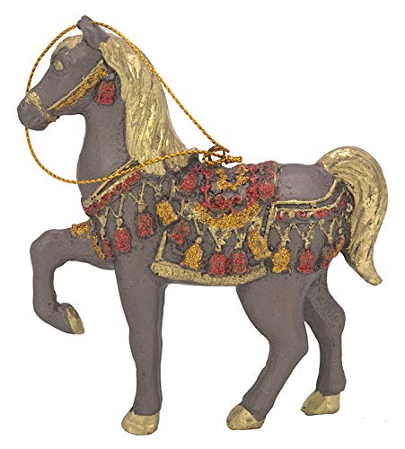 crafts & design Bezauberndes Pferd, Deko Hänger braun, Gold Verzierungen, Christbaumschmuck 11 cm von crafts & design