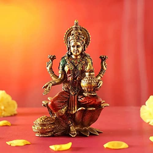 CraftVatika Lakshmi Devi Idol Statue für Zuhause Puja Göttin Laxmi Idols Schaustück für Tempel Pooja Zimmer Diwali Dekoration Geschenke für Familie Freunde Firmenkunde Mutter Vater von craftvatika