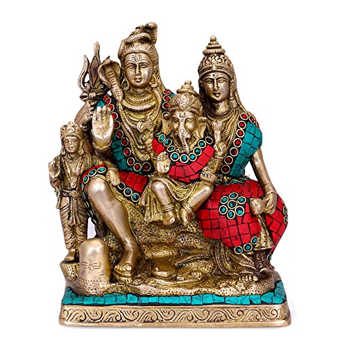 craftvatika Hindu Gott Shiva Familie Statue Shiva Parvati Ganesha Skulptur Messing Herr, Gott, Gottheit Figur von craftvatika