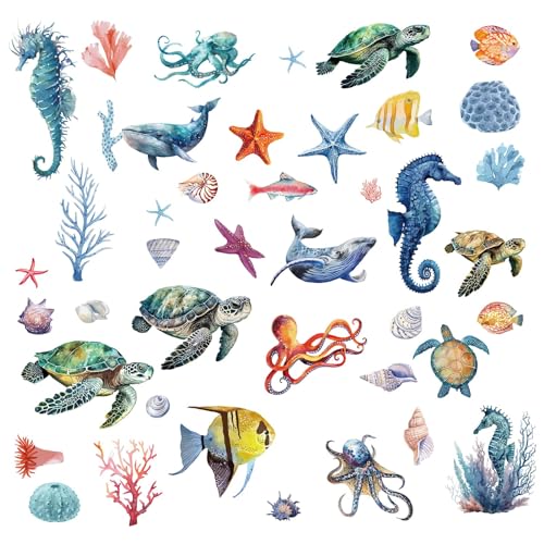 craspire 16 Blätter Meeres-Tier Wandsticker Seepferdchen Schildkröte Oktopus Wal Muschel Korallensticker Fisch Fenstersticker PVC wasserdichte Selbstklebende Wandabziehbilder Abnehmbar craspire 16 Blätter Meeres-Tier Wandsticker Seepferdchen Schildkröte Oktopus Wal Muschel Korallensticker Fisch Fenstersticker PVC wasserdichte Selbstklebende Wandabziehbilder Abnehmbar von craspire