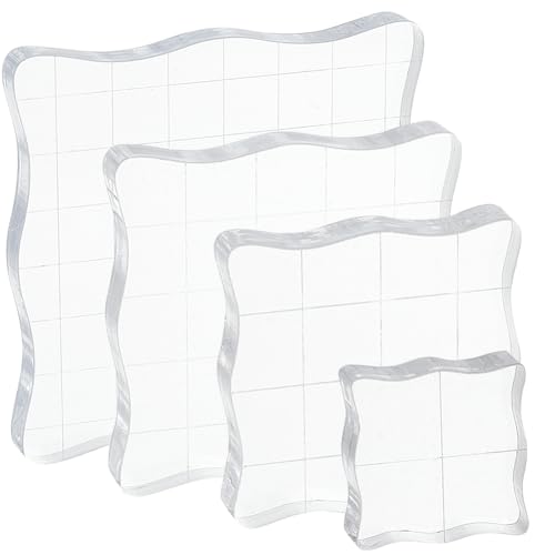CRASPIRE 4 Stil Acryl Stempelblöcke Werkzeuge Mit Gitterlinien Gewellter Mattierter Rand Dekorativ Für Heimwerkerarbeiten Scrapbooking Wichtige Kartenbasteleien Die Herstellung von Ornamenten Stempeln von craspire