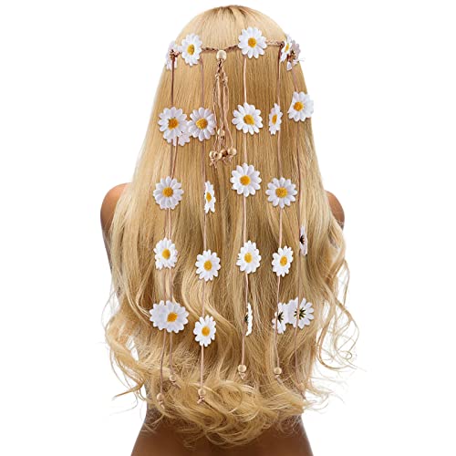 craspire Blumen-Hippie-Stirnband Sonnenblumen-Stirnbänder Blumenkrone Boho Behemain Weißes Gänseblümchen Hippie-Kopfschmuck Mit Verstellbaren Perlen Haarbändern Quaste Haarschmuck craspire Blumen-Hippie-Stirnband Sonnenblumen-Stirnbänder Blumenkrone Boho Behemain Weißes Gänseblümchen Hippie-Kopfschmuck Mit Verstellbaren Perlen Haarbändern Quaste Haarschmuck von craspire