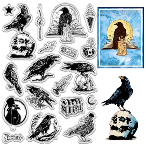 craspire Crow Clear Stamps Zaubertrank Wiederverwendbarer Poststempel Vintage Transparente Silikonstempelsiegel Für Die Erstellung von Tagebüchern Und Karten Dekorieren DIY Scrapbooking Filmrahmen von craspire