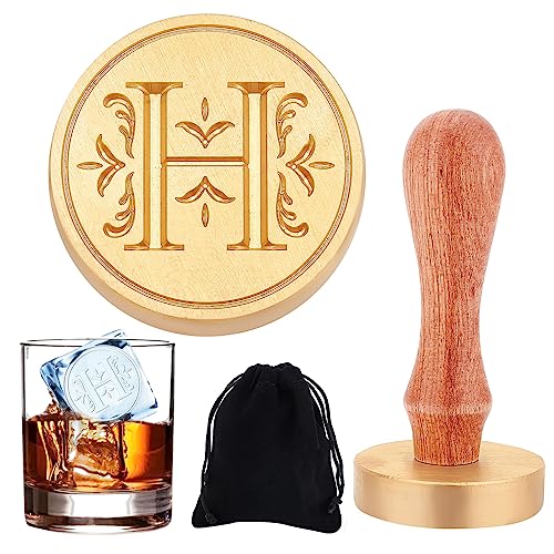 craspire Eisform Initial H Eiswürfelstempel Vintage Eisbrandstempel Mit Abnehmbarem Messingkopf & Holzgriff Eisstempel Für Eiswürfel Cocktail Whiskey Mojito Getränke von craspire