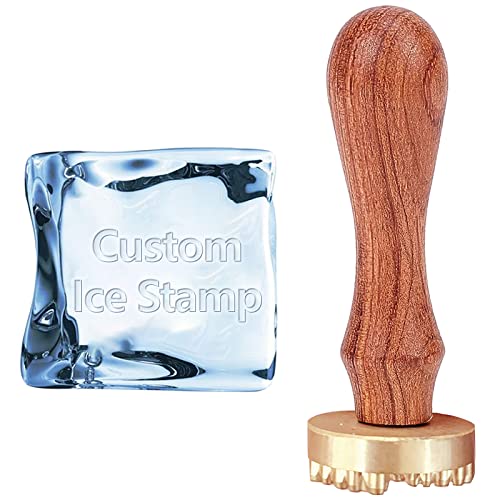 CRASPIRE Eiswürfelform, Personalisierter Eisstempel, 4 cm, Individuelles Logo/Bild/Initialen, Eiswürfel-Pressstempel, Messing-Stempelkopf Mit Abnehmbarem Holzgriff Für Die Herstellung von Eisgetränken von craspire