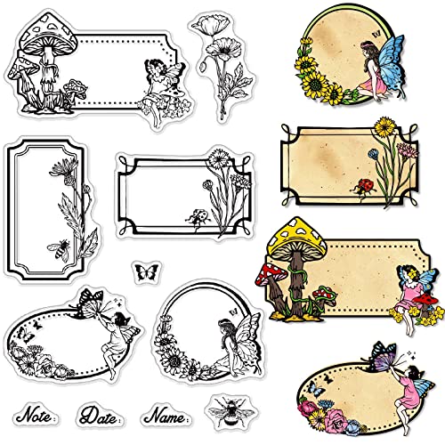 CRASPIRE Fairy Clear Stamps Rahmen Schmetterling Blume Transparent Silic1 Stempel Gummistempel Für Scrapbooking Geburtstag Fotoalbum Thanksgiving Kartenherstellung 4.3 x 6.3 x 0.1 Zoll von craspire