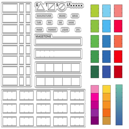 CRASPIRE Farbmuster, Transparente Stempelpalette, Wiederverwendbar, Retro, Transparente Silikon-Stempelsiegel Für DIY, Scrapbooking, Zubehör, Prägung, Papier, Karten, Alben, Dekoration, Basteln von craspire