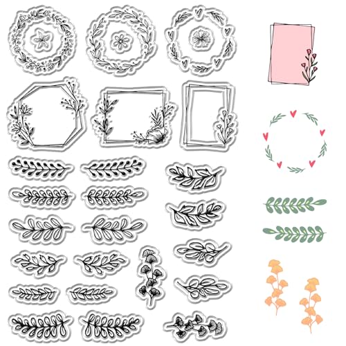 craspire Kranz Zweig Klare Stempel Girlande Blume Pflanze Wiederverwendbare Retro-Poststempel Transparente Silikonstempel Siegel Für Journaling Kartenherstellung Dekor DIY Scrapbooking Zubehör Album von craspire