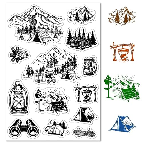 craspire Mountain Camping Clear Rubber Stamp Vintage Forest Tent Retro Transparent Silicone Seals Stamp for Journaling Card Making DIY Scrapbooking Handmade Photo Album Notebook Decor 6.3 x 4.3inch craspire Mountain Camping Clear Rubber Stamp Vintage Forest Tent Retro Transparent Silicone Seals Stamp for Journaling Card Making DIY Scrapbooking Handmade Photo Album Notebook Decor 6.3 x 4.3inch von craspire