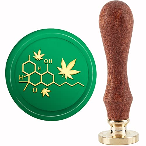 CRASPIRE Symbol Wachssiegelstempel Symbol Siegelwachs Stempel Marihuana 30 mm Retro Vintage Abnehmbarer Messingstempelkopf mit Holzgriff für Hochzeitseinladungen Umschläge Valentinstag von craspire
