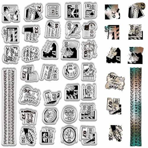 CRASPIRE Transparente Stempel Im Vintage Stil Retro Stempel Transparente Silikonstempel Siegel Wiederverwendbare Siegelstempel Für Handgefertigte Journaling Karten Foto Scrapbooking Dekorationszubehör von craspire