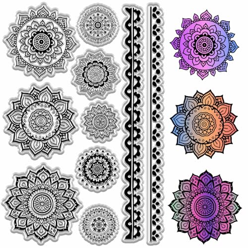 craspire Transparente Stempel Mit Blumenmuster Silikon Transparent Mandala Stempel Blumenstempel Siegel Vintage Wiederverwendbare Bastelstempel Versiegelung Für Handgefertigte Journaling Karten Foto von craspire