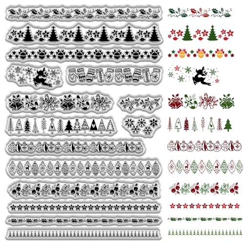 craspire Weihnachtselemente Transparente Stempel Weihnachtsbaum Schneeflocken Wiederverwendbare Transparente Silikon Stempelsiegel Für Weihnachtsjournaling Kartenherstellung Dekor DIY Scrapbooking von craspire