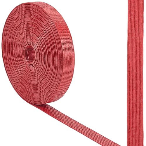 craspire 10.94 Yards Papier Rattan Webstock 12 Lagige Flache Papierkordelrolle 0.6 Zoll Karmesinrote Gewebte Schnur Für Heim Und Küchendekoration DIY Bastelarbeiten Dekoration Korb Bett Stuhl von craspire