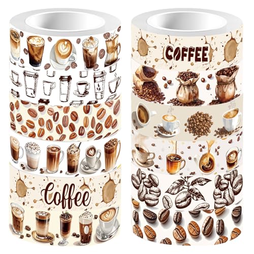 craspire 12 Stil Kaffeeperlen Abdeckband Tagebuchband Vintage Getränke Dekorative Geschenkverpackungsbänder Rollen Für Heimwerker Basteln Sammelalbum Tagebuch Notizbuch Planer Umschlag Partygeschenk von craspire