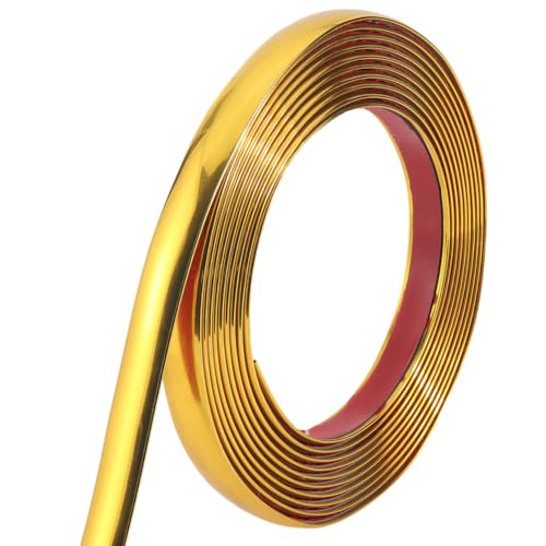craspire 16,54 Fuß x 0,7 Zoll Zierleiste Abziehen Und Aufkleben Goldfarben Flexibel Selbstklebend Wasserfest Für Wandspiegel Ecke Runde Kante Fliesenleiste Decke Arbeitsplatte Für Boden Möbel von craspire