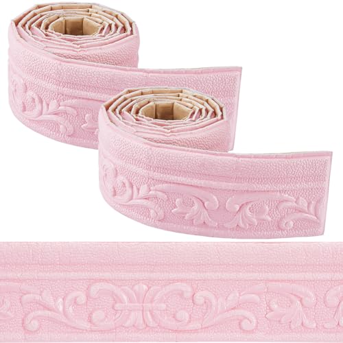 craspire 177 x 3 Zoll Kronenleiste Zum Abziehen Und Aufkleben Selbstklebender Schaumstoff Rosa Flexible Zierleiste 3D Klebrige Dekorative Tapetenbordüre Wandkantenschaum Fußleiste Spiegelbordüre von craspire