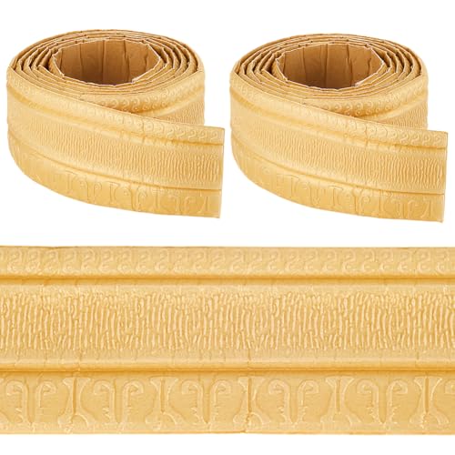 craspire 181.1x3.15 Zoll Formteil Tapetenbordüre Zum Abziehen Und Aufkleben Retro Gold Holzmaserung Selbstklebend Flexibel 3D Fußleistenleiste Vintage Spiegel Klebrige Wandkantenlinien Schaumstoff von craspire