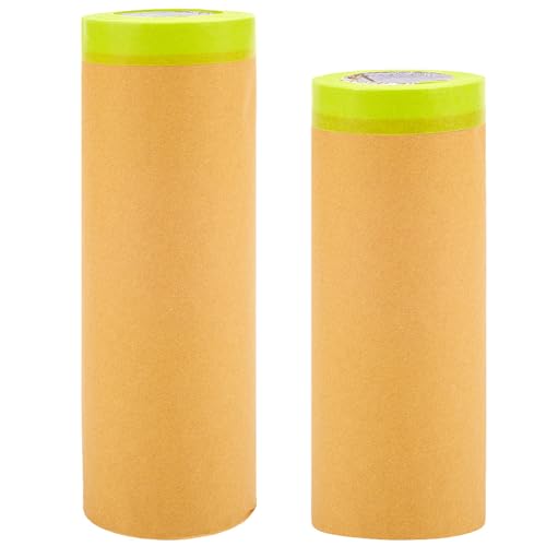 craspire 2 Rolle 2 Größen Malerklebeband Vorgeklebtes Abdeckpapier Wasserdichtes Autolack Abdeckpapier Selbstklebendes Schutzfolienpapier Für Fenster Autos Sockelleisten Bodenmöbel Schutzabdeckung von craspire