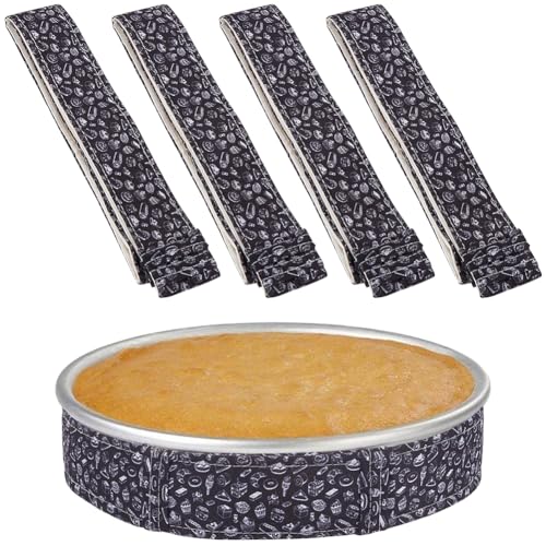 craspire 4 Stück Bake Even Strip Schwarze Dämpfungsstreifen Für Kuchenformen Wiederverwendbare Bake Even Strip Kuchenformen Backstreifen Saugfähige Dicke Kuchenstreifen Tablett Schutzgurte von craspire