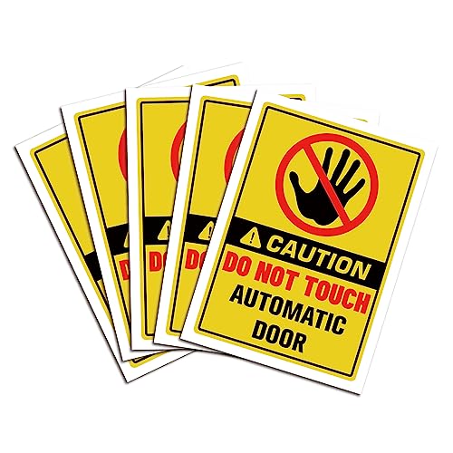 craspire 5 Stück Warnschild-Aufkleber „Vorsicht, AUTOMATISCHE TÜR Nicht BERÜHREN“, Sicherheitsschild, Vinyl, PVC, Rechteckig, Selbstklebend, Wasserfest, Symbolaufkleber, Abziehbilder von craspire