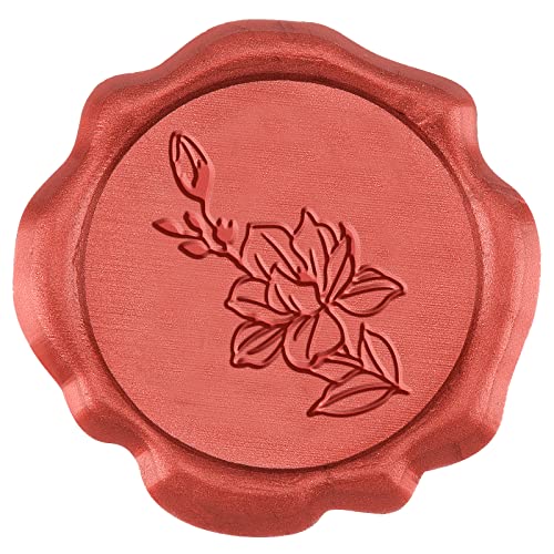 craspire 50 STÜCKE 1 Box Wachssiegel Aufkleber Rot Wachssiegel Stempel Selbstklebend Umschlagsiegel Aufkleber 1.18 Zoll/30 mm Zum Versiegeln von Umschlagkarten Geschenkverpackung (Magnolie) von craspire