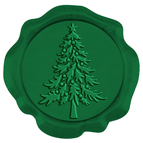 CRASPIRE 50 Stück Weihnachtsbaum-Wachssiegelaufkleber, Wachssiegelaufkleber, Selbstklebend, Vorgefertigte Rote Siegelwachs-Stempelaufkleber, Grüner Vintage-Stil, 1.18,{1} cm, Für Weihnachtseinladungen von craspire