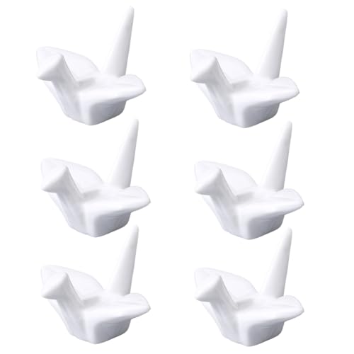 craspire 6 Stück Origami-Kranich-Essstäbchenablage Aus Porzellan, Essstäbchenhalter Im Chinesischen Stil, Keramik, Esslöffel, Gabel, Bürste, Stiftständer, Gestell-Set Für Arbeitsplatten, Geschirr von craspire