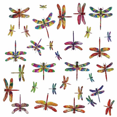 craspire 8 Blatt Libellen Fensteraufkleber Sommerinsekt Dekorative Libellen Fensteraufkleber Anti Kollisions Vinyl PVC Kleber Glasaufkleber Zur Verhinderung von Vogelschlägen Für Glasschiebetüren von craspire