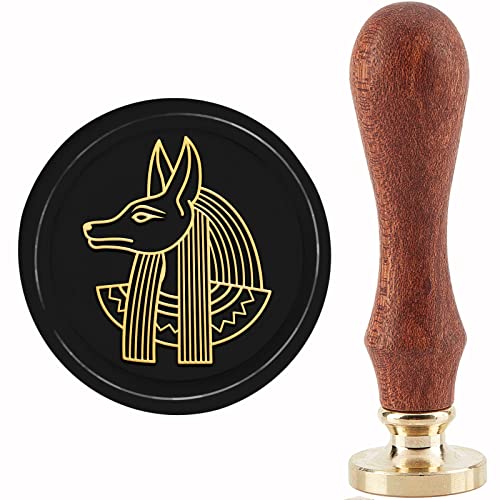 craspire Anubis Wachssiegelstempel Ägyptisches Thema Mythologischer Siegelstempel Kupfersiegel Retro Abnehmbarer Messingstempelkopf Mit Holzgriff Für Halloween-Briefeinladungsumschlagkartendekoration von craspire