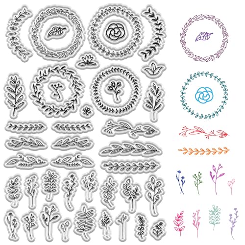 craspire Blatt Klare Gummistempel Blumengirlande Vintage Pflanze Wiederverwendbare Transparente Silikonstempelsiegel Für DIY Scrapbooking Journaling Kartenherstellung Dekor Fotoalbum Dekorativ von craspire