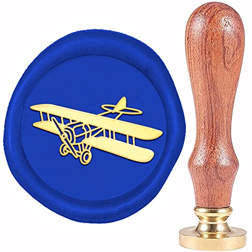 craspire Doppeldecker-Wachssiegelstempel, Flugzeug-Siegelwachsstempel, 20 mm, Retro-Vintage-Abnehmbarer Messing-Stempelkopf Mit Holzgriff Für Hochzeitseinladungen, Halloween, Weihnachten von craspire