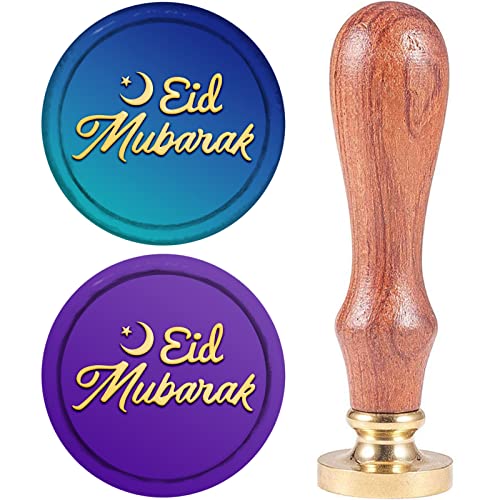 craspire Eid Mubarak Wachssiegel-Stempel, 25 mm, Stern-Mond-Buchstabe, Symbol, Retro-Holz, Abnehmbarer Messingkopf, Für Hochzeitseinladungen, Umschläge, Halloween von craspire