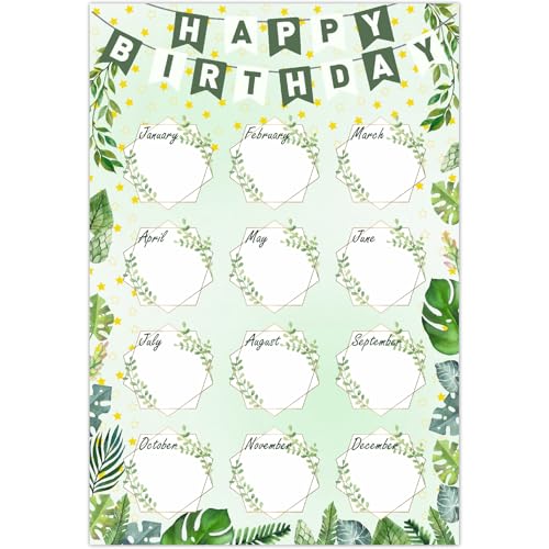 craspire Happy Birthday Poster Für Das Klassenzimmer Boho Geburtstagskalender Diagrammpapier Wiederverwendbare Grüne Blätter Pinnwand Kalender Poster Mit 10 nahtlosem Doppelseitigem Klebeband craspire Happy Birthday Poster Für Das Klassenzimmer Boho Geburtstagskalender Diagrammpapier Wiederverwendbare Grüne Blätter Pinnwand Kalender Poster Mit 10 nahtlosem Doppelseitigem Klebeband von craspire