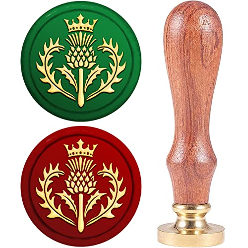 craspire Krone Wachssiegelstempel 25 mm Distelblume Pflanze Siegelwachsstempel Retro Holzstempel Abnehmbarer Messingkopf Für Hochzeitseinladungen Umschläge Halloween Weihnachten Thanksgiving von craspire