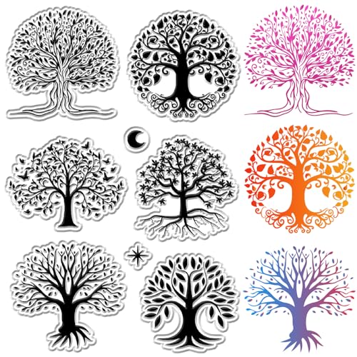 craspire Natur Baum Holz Klare Gummistempel Wald Mond Stern Vintage Wiederverwendbare Transparente Silikonstempelsiegel Für DIY Scrapbooking Journaling Kartenherstellung Dekor Fotoalbum Dekorativ von craspire