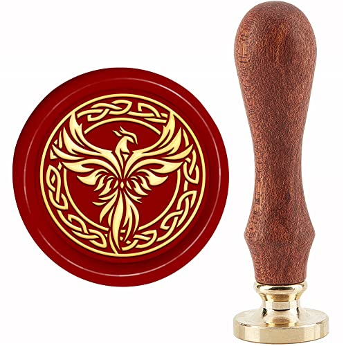 craspire Phoenix Wachssiegelstempel Knoten Siegellackstempel 30 mm Retro Vintage Abnehmbarer Messingstempelkopf Mit Holzgriff Für Einladungen Karten Geschenkverpackung Dekor von craspire