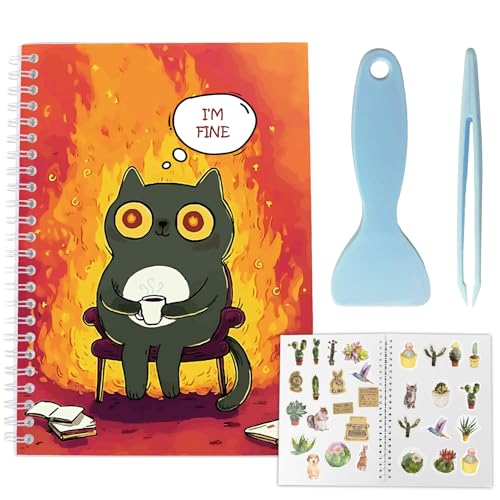 craspire Stickerbuch 40 Seite Süße Schwarze Katze Wiederverwendbare Albumaufbewahrung 8.26x5.82 Zoll Doppelseitig Wasserdicht Blanko Einklebbares Notizbuch Mit Werkzeugen Für Erwachsene von craspire