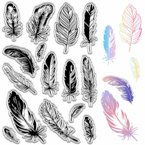 craspire Transparenter Stempel Mit Federmotiv Dekorative Gummistempel Wiederverwendbar PVC Hintergrund Poststempel Transparentes Silikon Stempelsiegel Für DIY Scrapbooking Zubehör Prägepapier Karten von craspire