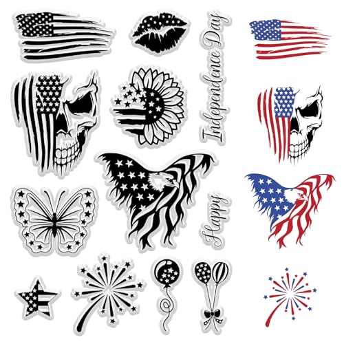 craspire Unabhängigkeitstag, Amerika-Flagge, Klarer Gummistempel, Adler, 4. Juli, Vintage, Transparente Silikonsiegel, Stempel Für Journaling, Kartenherstellung, DIY, Scrapbooking, Handgefertigte von craspire